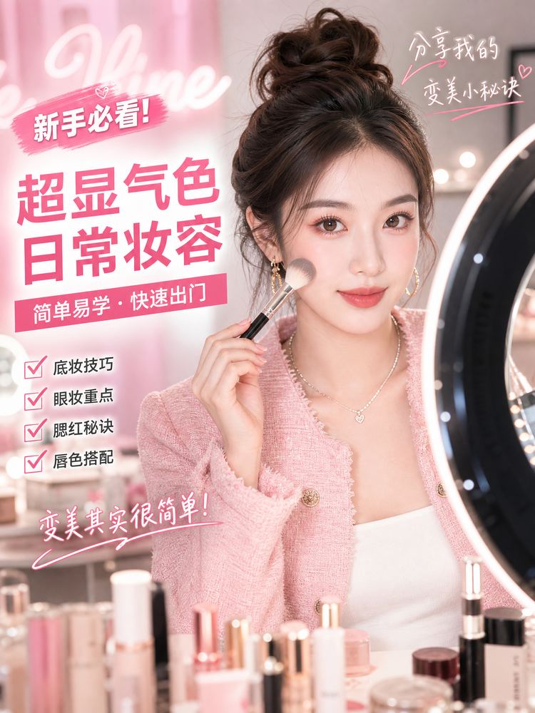 蘑菇视频美妆视频教程-超显气色日常妆容